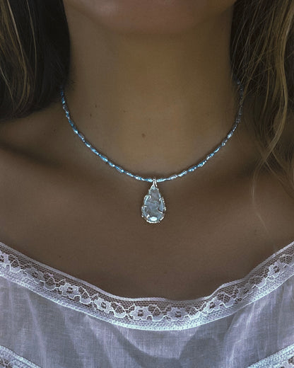Siren’s Tear Amulet ⋄ Shimmer Aquamarine & Blue Pearls