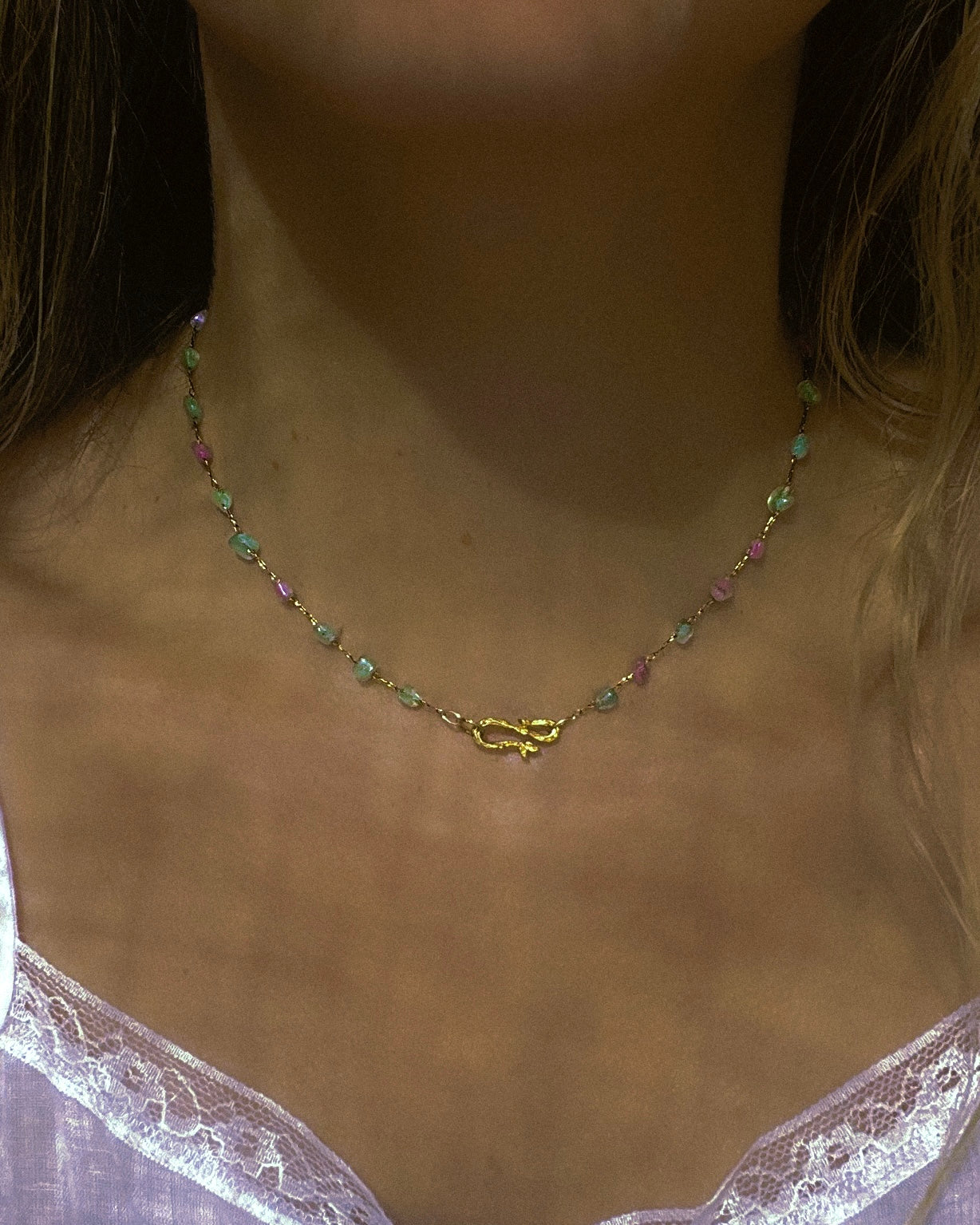 Ocean Pebbles Chain Necklace ⋄ Pastel Tourmaline