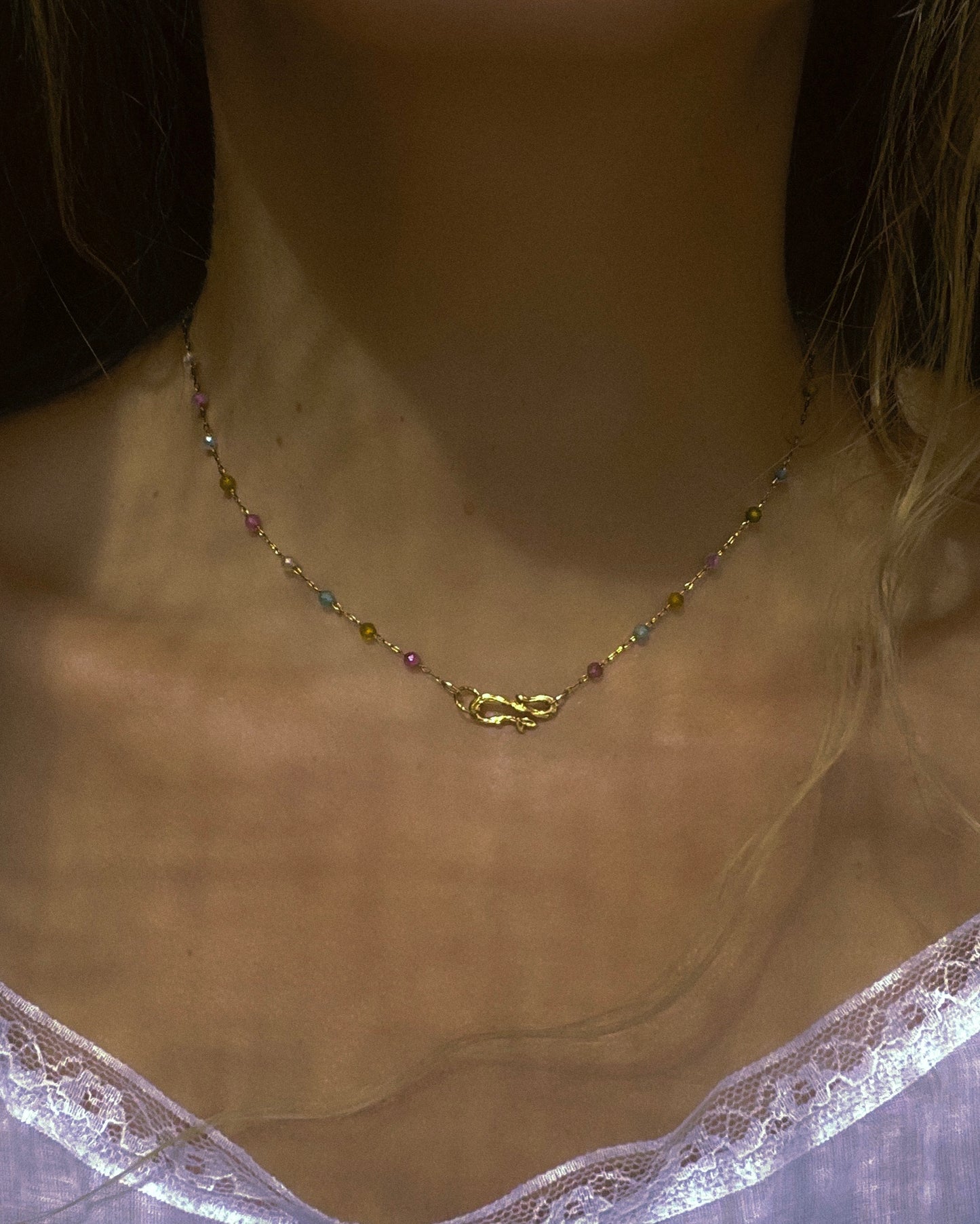 Honey Nectar Dewdrops Chain Necklace ⋄ Tourmaline