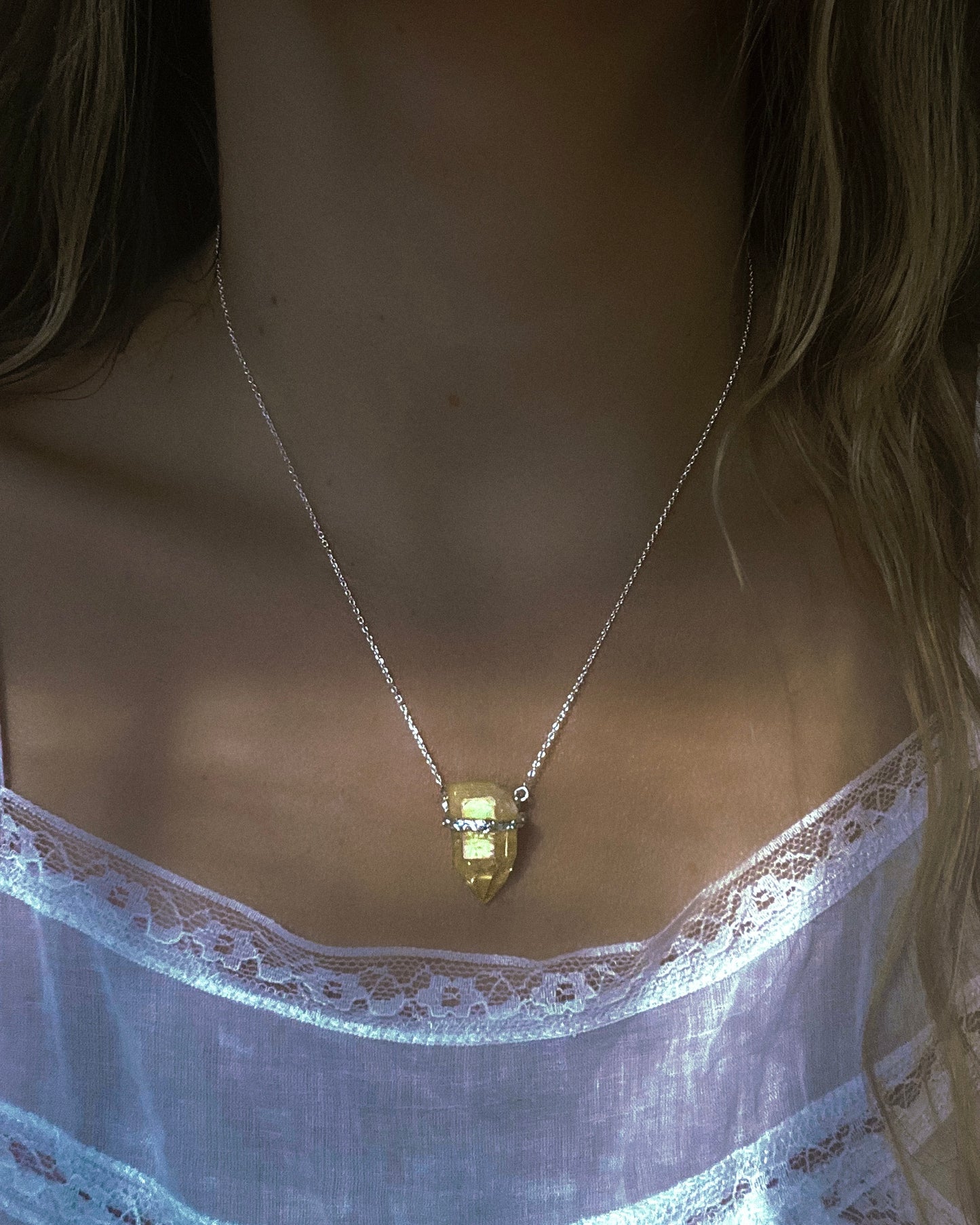 Healing Crystal Pendant ⋄ Yellow Aura Quartz