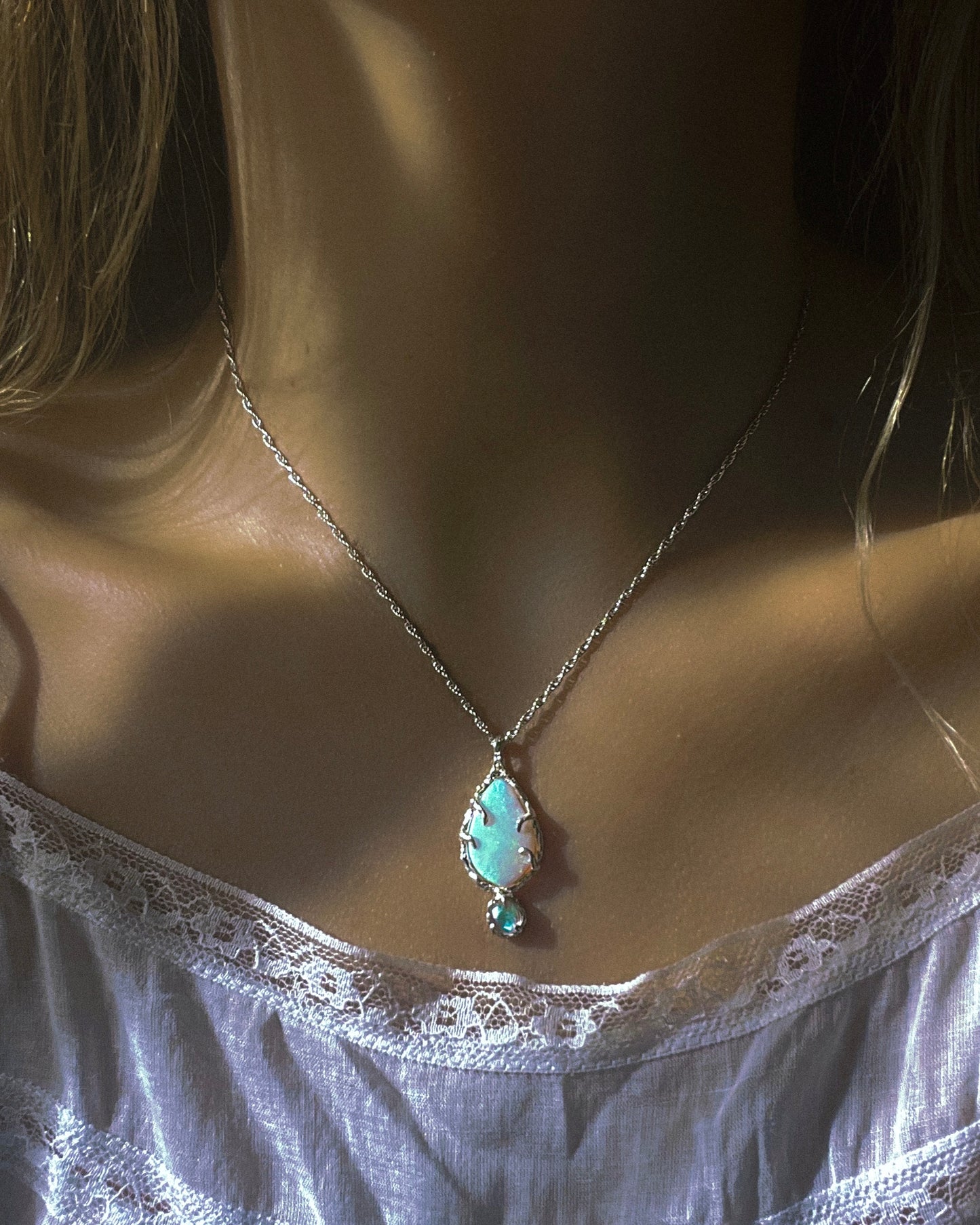 Unicorn Tear Necklace ⋄ Australian Opal & Labradorite