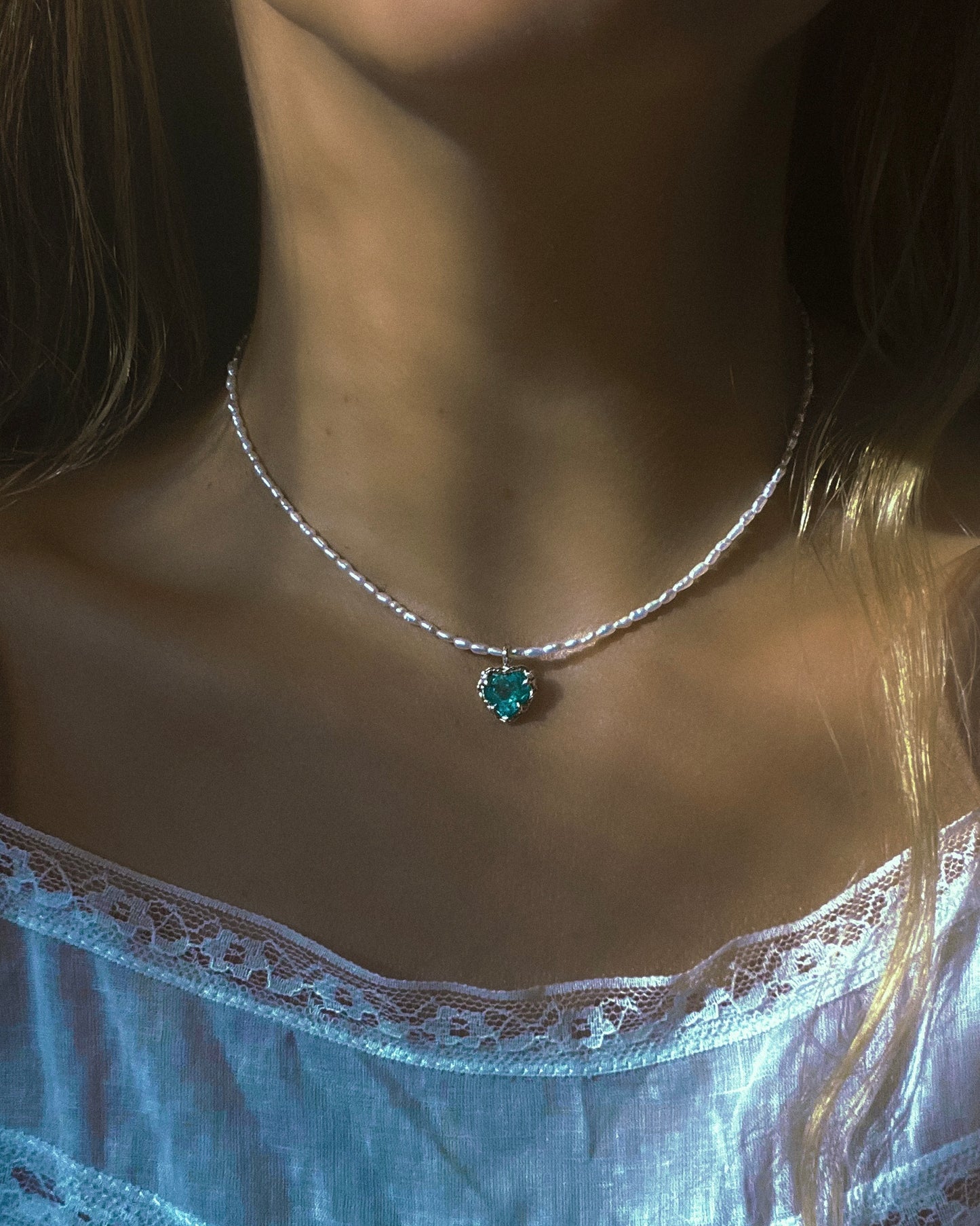 Siren’s Heart Amulet ⋄ Apatite & Pearls