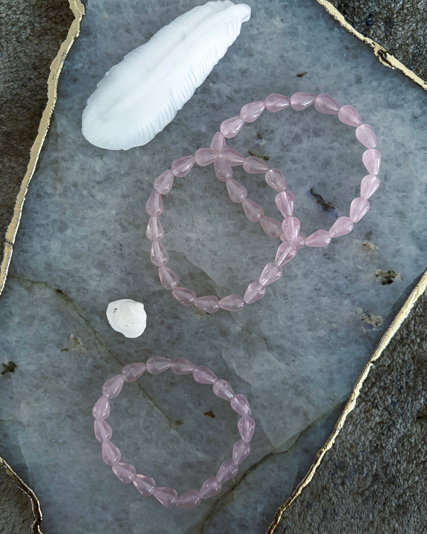 Rosewater Dewdrops Bracelet ⋄ Rose Quartz