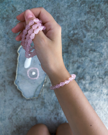 Rosewater Dewdrops Bracelet ⋄ Rose Quartz