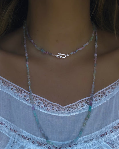 Lilac Storm Ocean Pebbles Long Necklace ⋄ Lilac / Aqua Tourmaline