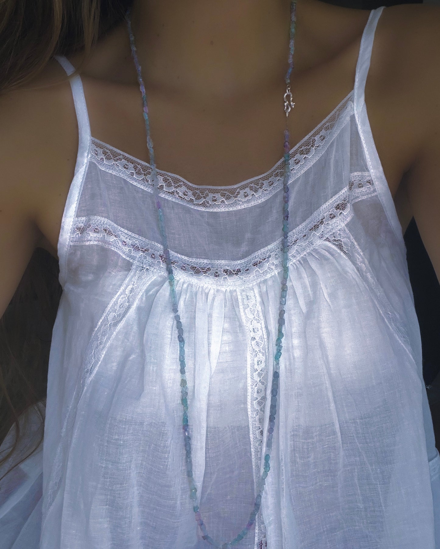 Lilac Storm Ocean Pebbles Long Necklace ⋄ Lilac / Aqua Tourmaline