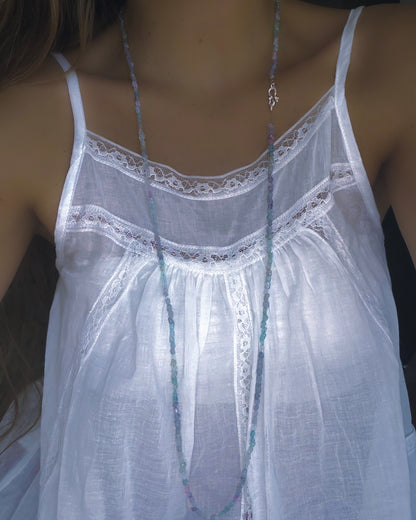Lilac Storm Ocean Pebbles Long Necklace ⋄ Lilac / Aqua Tourmaline