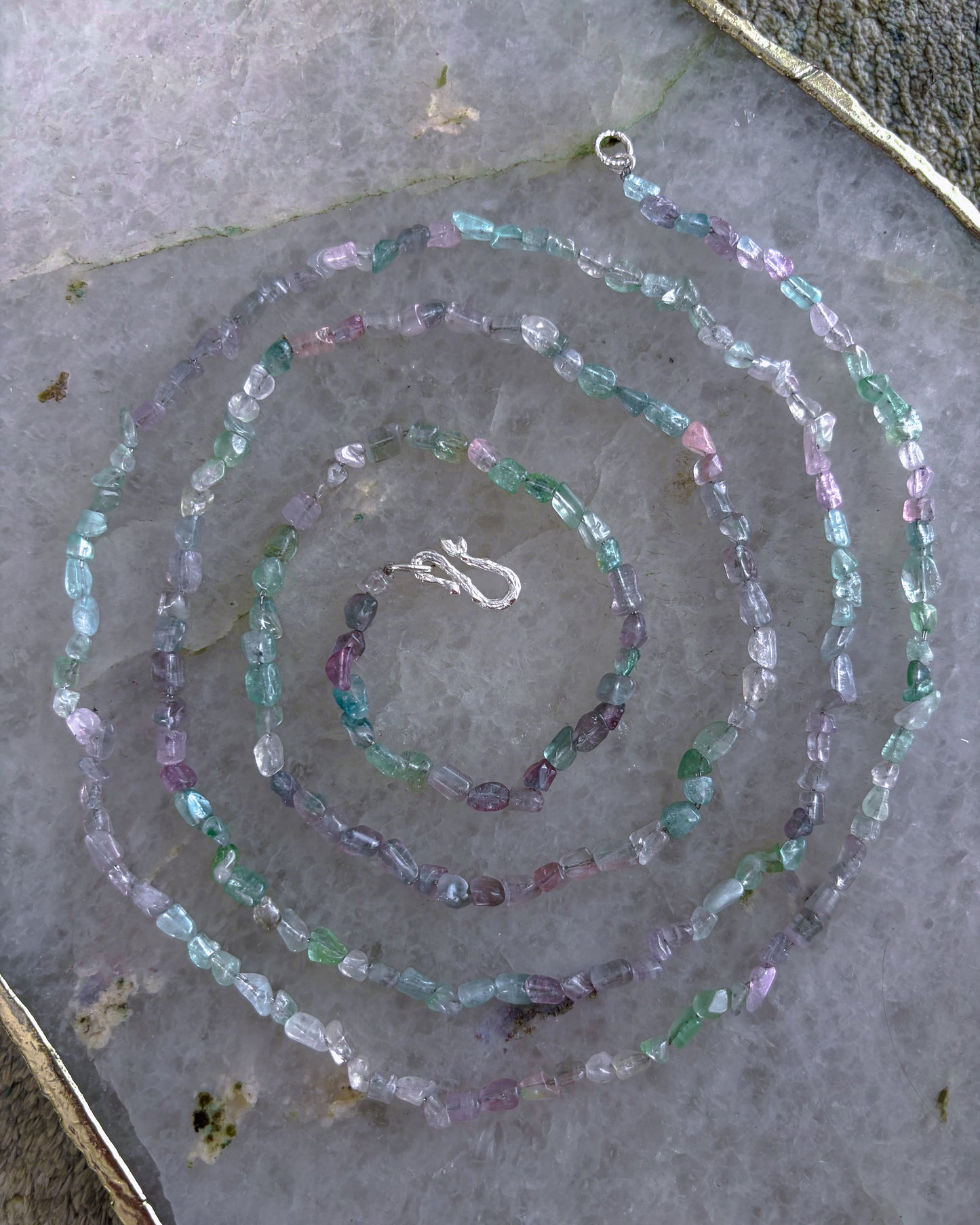 Lilac Storm Ocean Pebbles Long Necklace ⋄ Lilac / Aqua Tourmaline