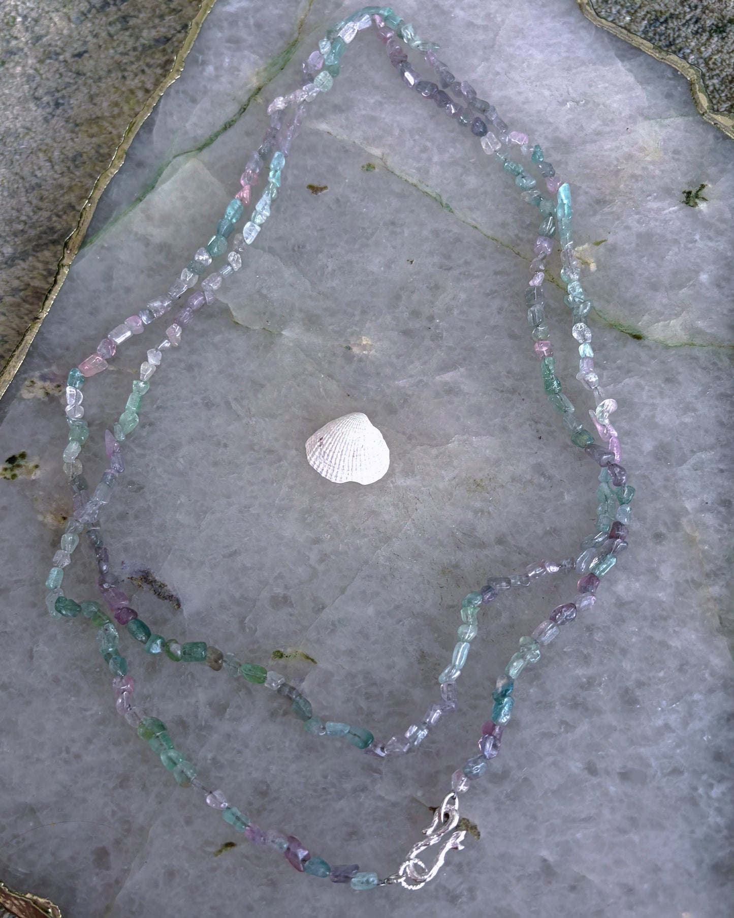 Lilac Storm Ocean Pebbles Long Necklace ⋄ Lilac / Aqua Tourmaline