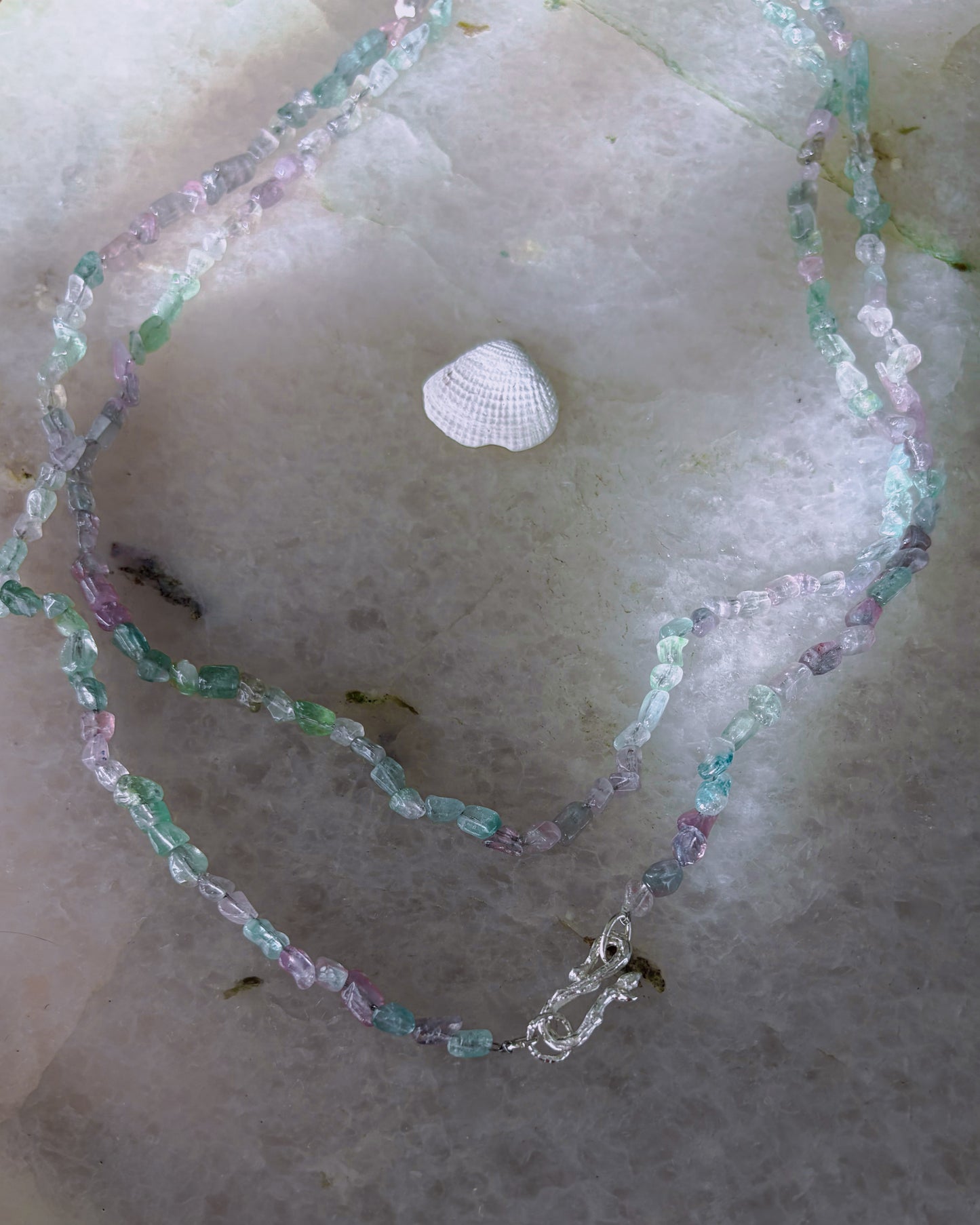 Lilac Storm Ocean Pebbles Long Necklace ⋄ Lilac / Aqua Tourmaline