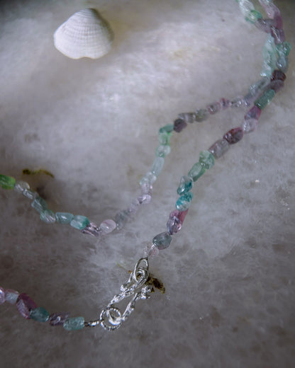 Lilac Storm Ocean Pebbles Long Necklace ⋄ Lilac / Aqua Tourmaline