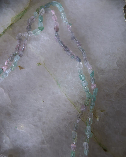 Lilac Storm Ocean Pebbles Long Necklace ⋄ Lilac / Aqua Tourmaline