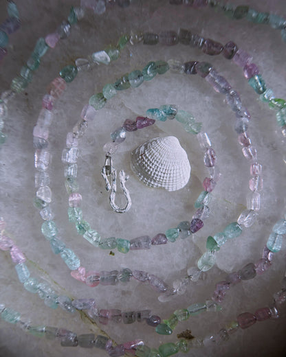 Lilac Storm Ocean Pebbles Long Necklace ⋄ Lilac / Aqua Tourmaline