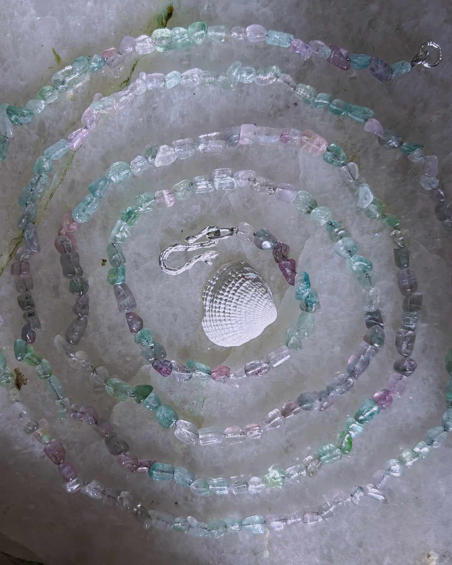 Lilac Storm Ocean Pebbles Long Necklace ⋄ Lilac / Aqua Tourmaline