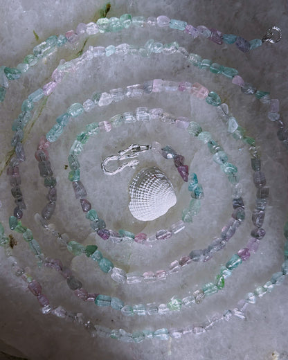 Lilac Storm Ocean Pebbles Long Necklace ⋄ Lilac / Aqua Tourmaline