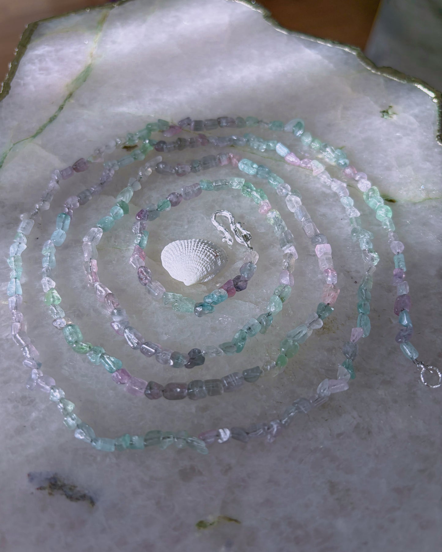 Lilac Storm Ocean Pebbles Long Necklace ⋄ Lilac / Aqua Tourmaline