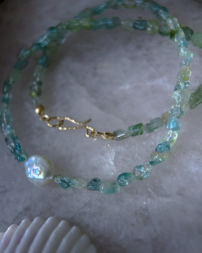Ocean Pebbles Necklace ⋄ Teal Tourmaline & Pearl