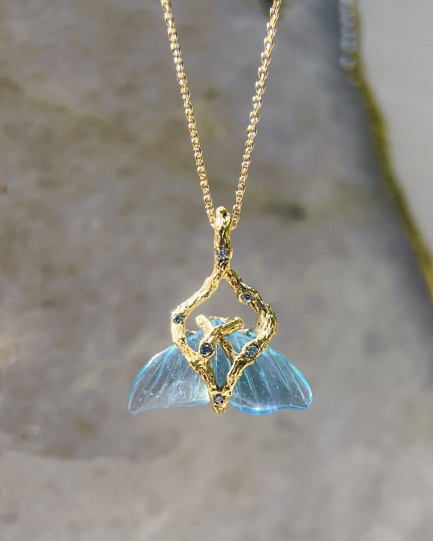 Mermaid Tail Amulet ⋄ Aquamarine ⋄ gold vermeil