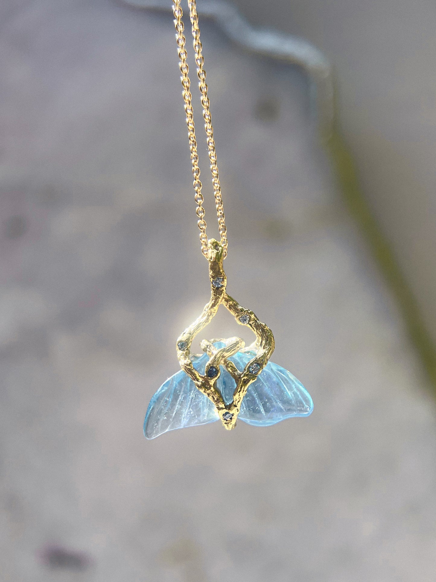Mermaid Tail Amulet ⋄ Aquamarine ⋄ gold vermeil