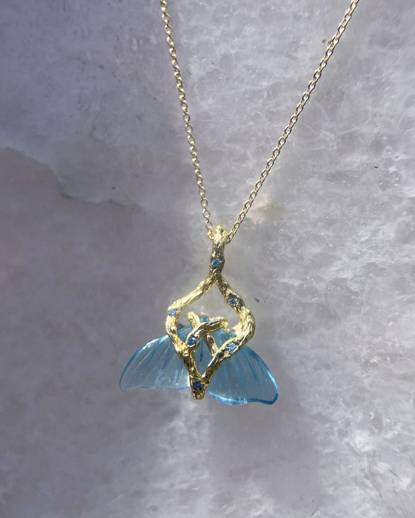 Mermaid Tail Amulet ⋄ Aquamarine ⋄ gold vermeil