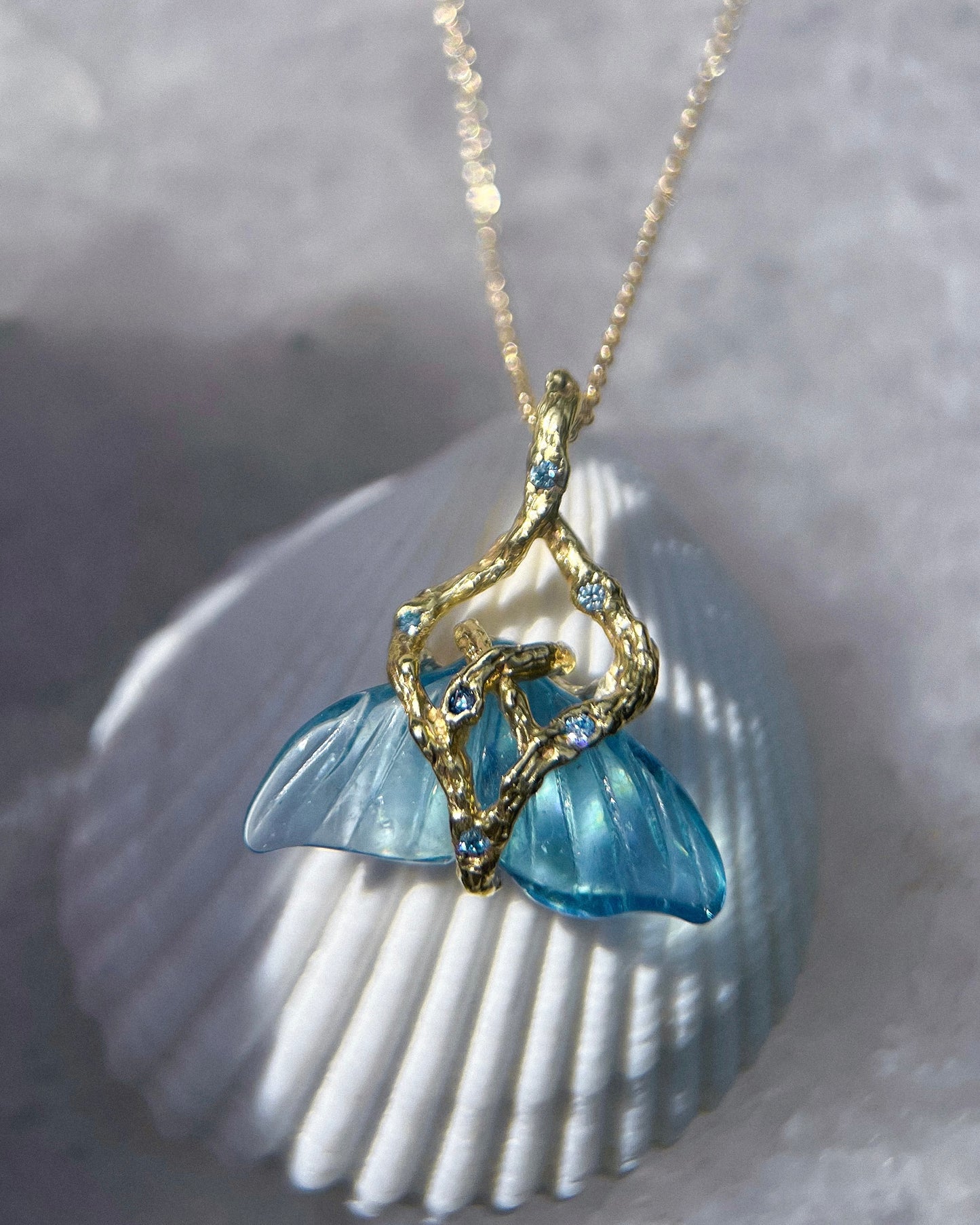 Mermaid Tail Amulet ⋄ Aquamarine ⋄ gold vermeil