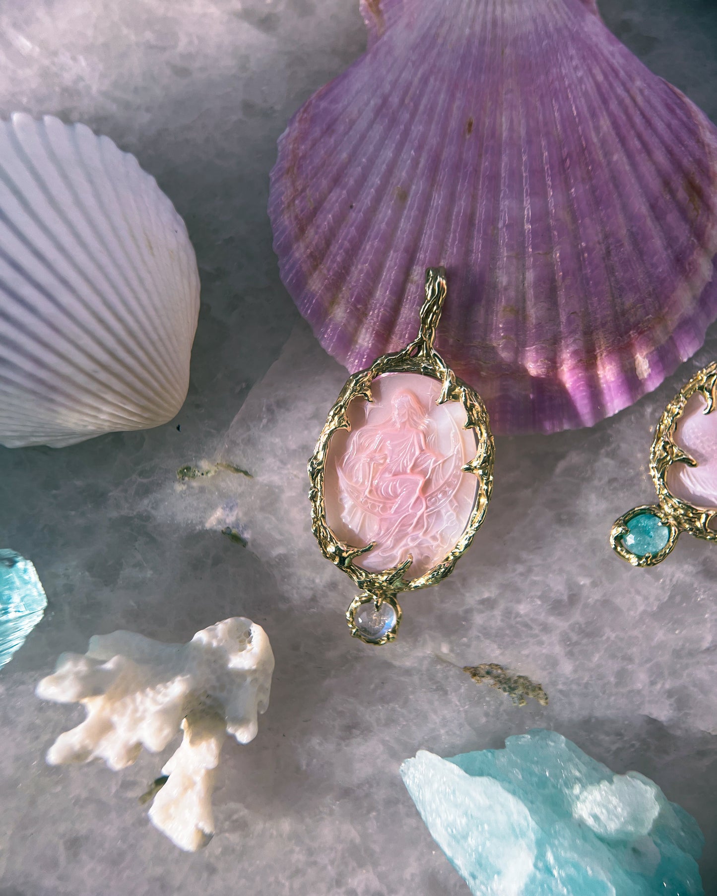 Moon Goddess Amulet ⋄ Mother of Pearl & Moonstone