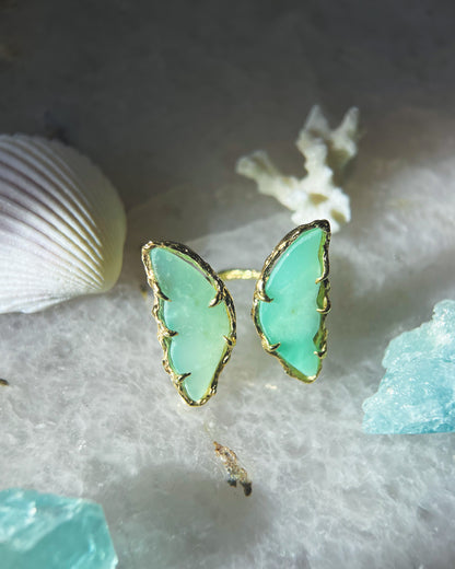 Peppermint Garden Butterfly Ring ⋄ Chrysoprase ⋄ Gold Vermeil