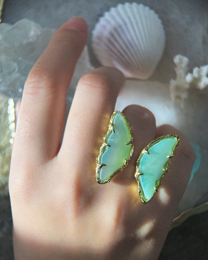 Peppermint Garden Butterfly Ring ⋄ Chrysoprase ⋄ Gold Vermeil