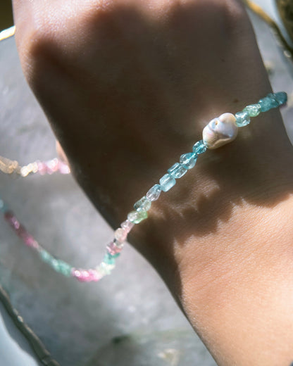 Ocean Pebbles Necklace ⋄ Rainbow Tourmaline & Pearl