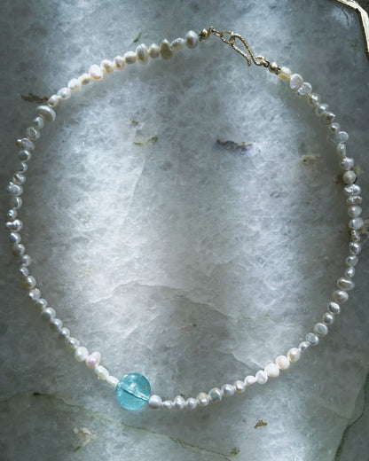 Daughter of the Sea necklace ⋄ Blue Topaz & Pearl