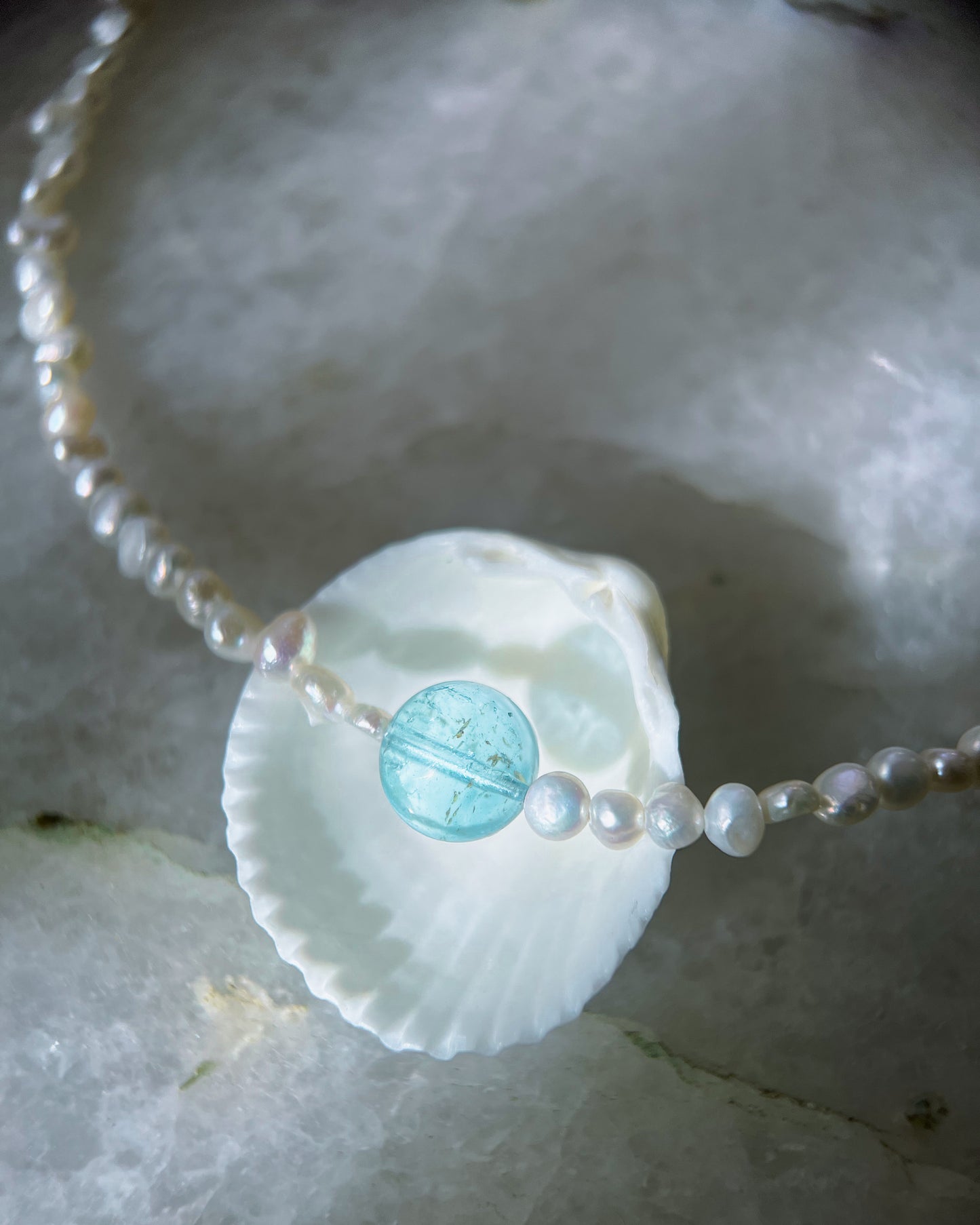Daughter of the Sea necklace ⋄ Blue Topaz & Pearl