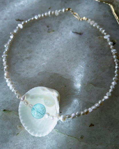 Daughter of the Sea necklace ⋄ Blue Topaz & Pearl