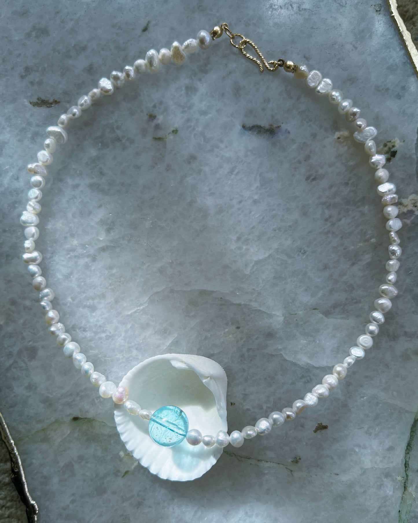 Daughter of the Sea necklace ⋄ Blue Topaz & Pearl
