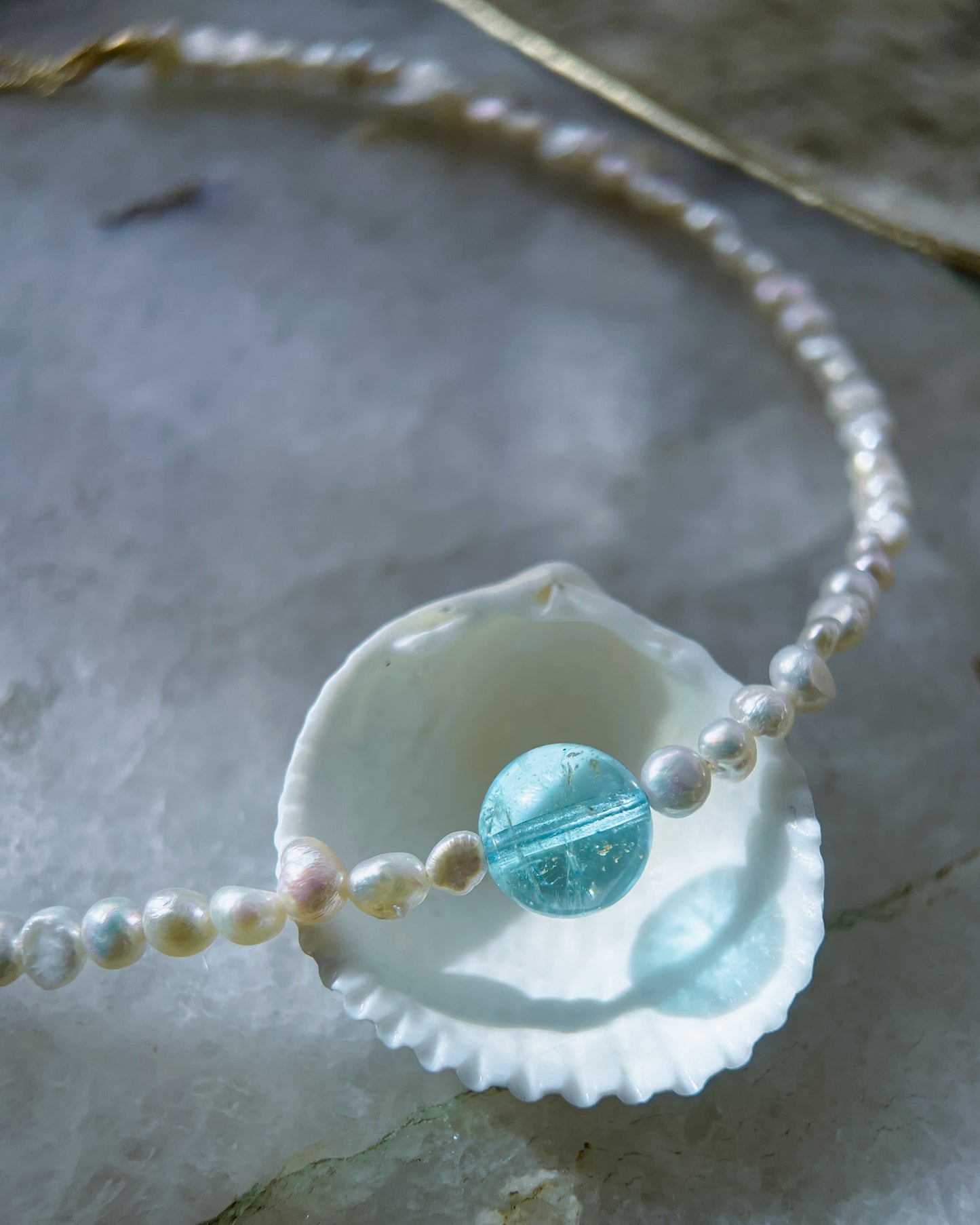 Daughter of the Sea necklace ⋄ Blue Topaz & Pearl