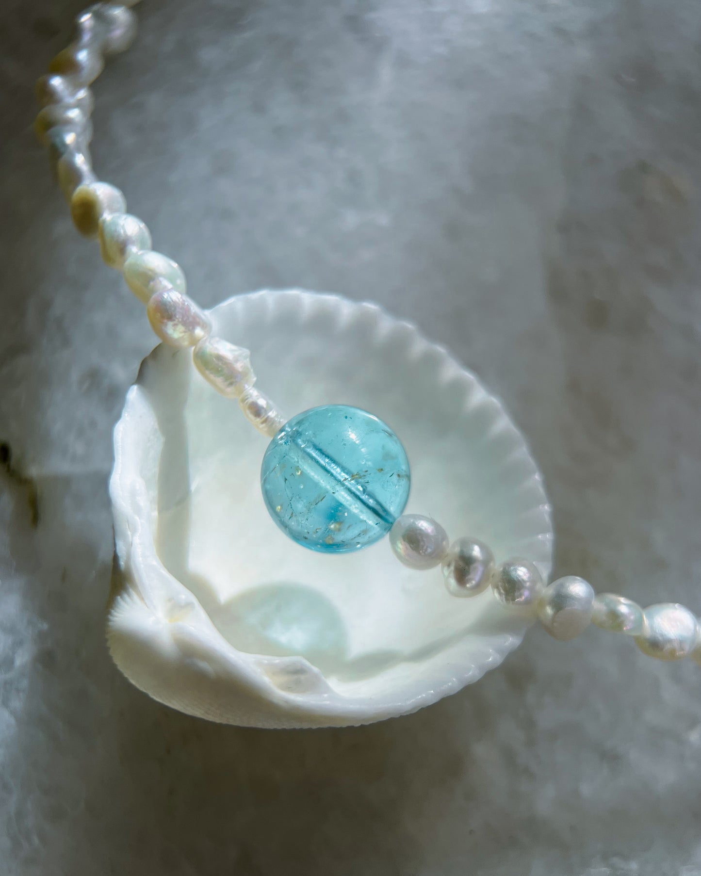 Daughter of the Sea necklace ⋄ Blue Topaz & Pearl