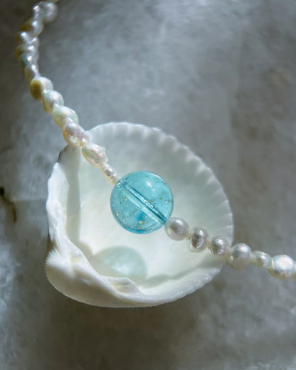 Daughter of the Sea necklace ⋄ Blue Topaz & Pearl