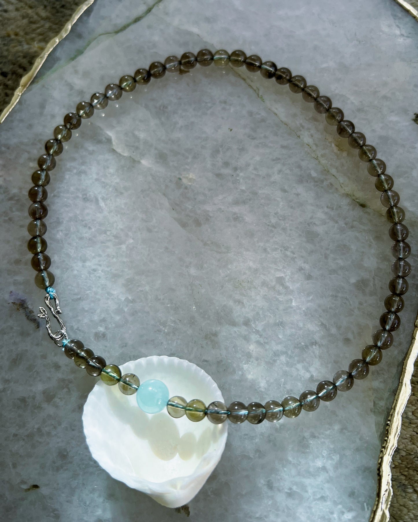 Daughter of the Sea necklace⋄ Smoky Quartz & Aquamarine