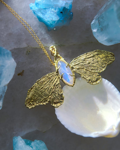 Night Fae Necklace ⋄ Rainbow Moonstone