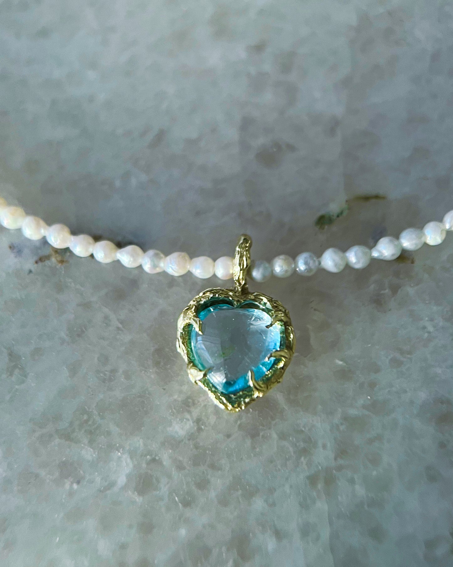 Siren’s Heart Necklace ⋄ Blue Topaz & Pearl