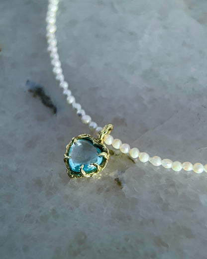 Siren’s Heart Necklace ⋄ Blue Topaz & Pearl