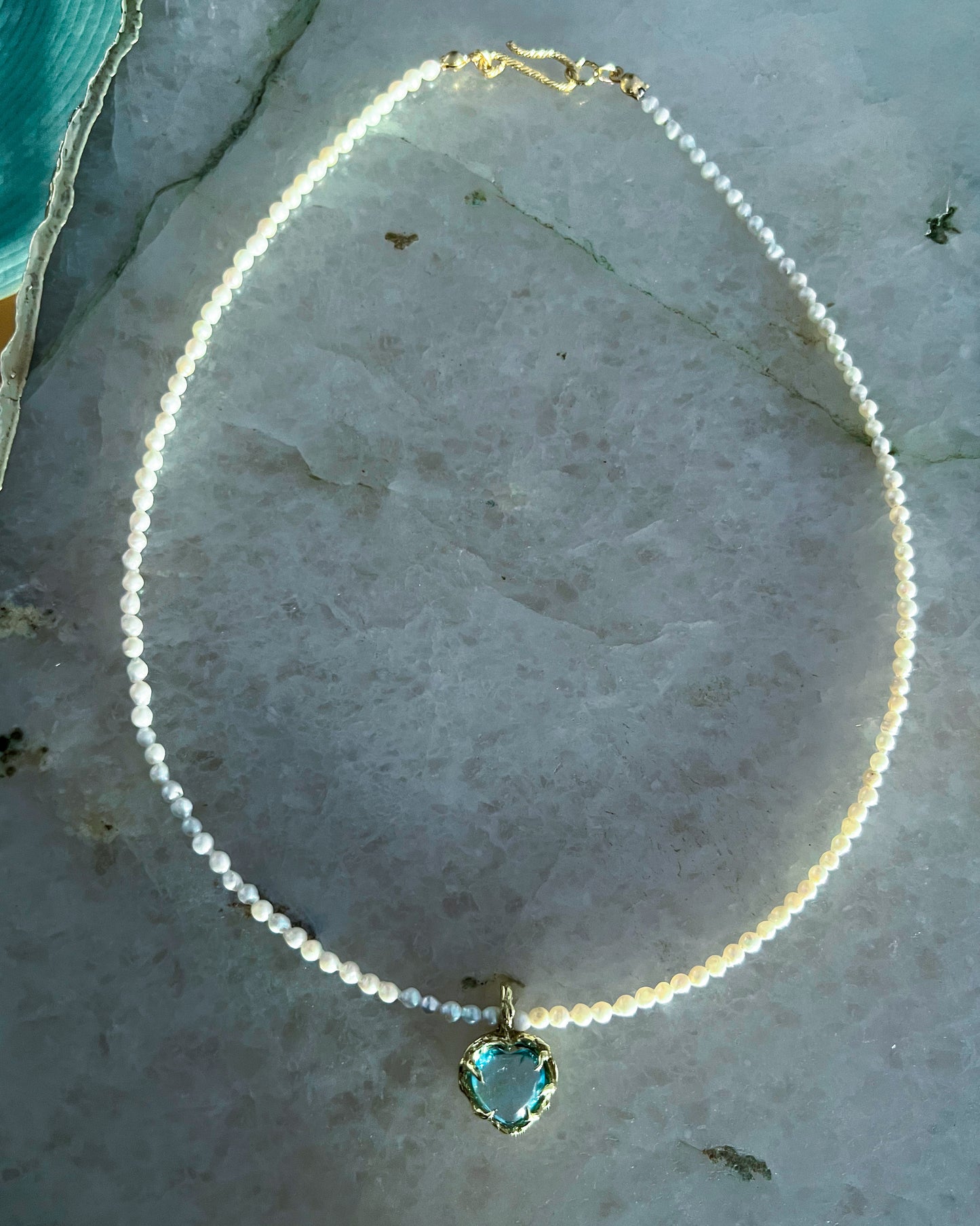 Siren’s Heart Necklace ⋄ Blue Topaz & Pearl