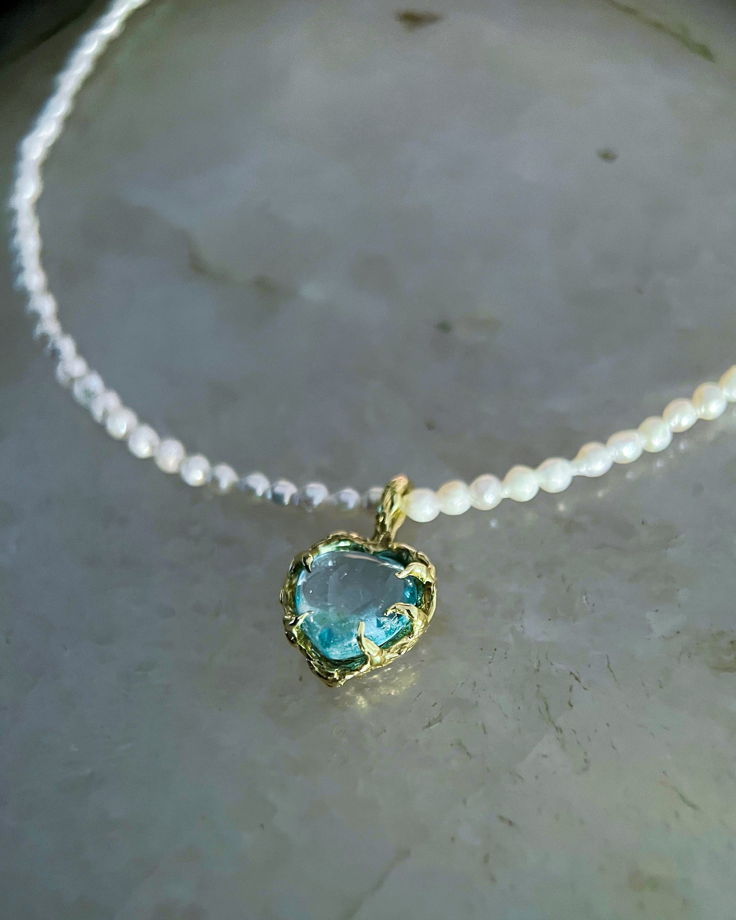 Siren’s Heart Necklace ⋄ Blue Topaz & Pearl