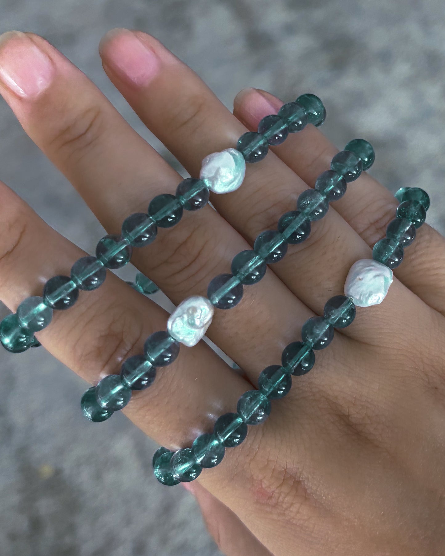 Daughter of the Sea Bracelet ⋄ Teal Fluorite & Pearl
