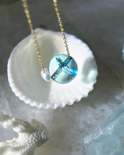 Ocean Pebble Necklace ⋄ Aqua Aura Quartz & Pearl