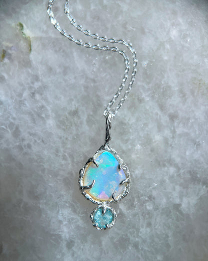 Unicorn Tear Necklace ⋄ Australian Opal & Paraíba Tourmaline