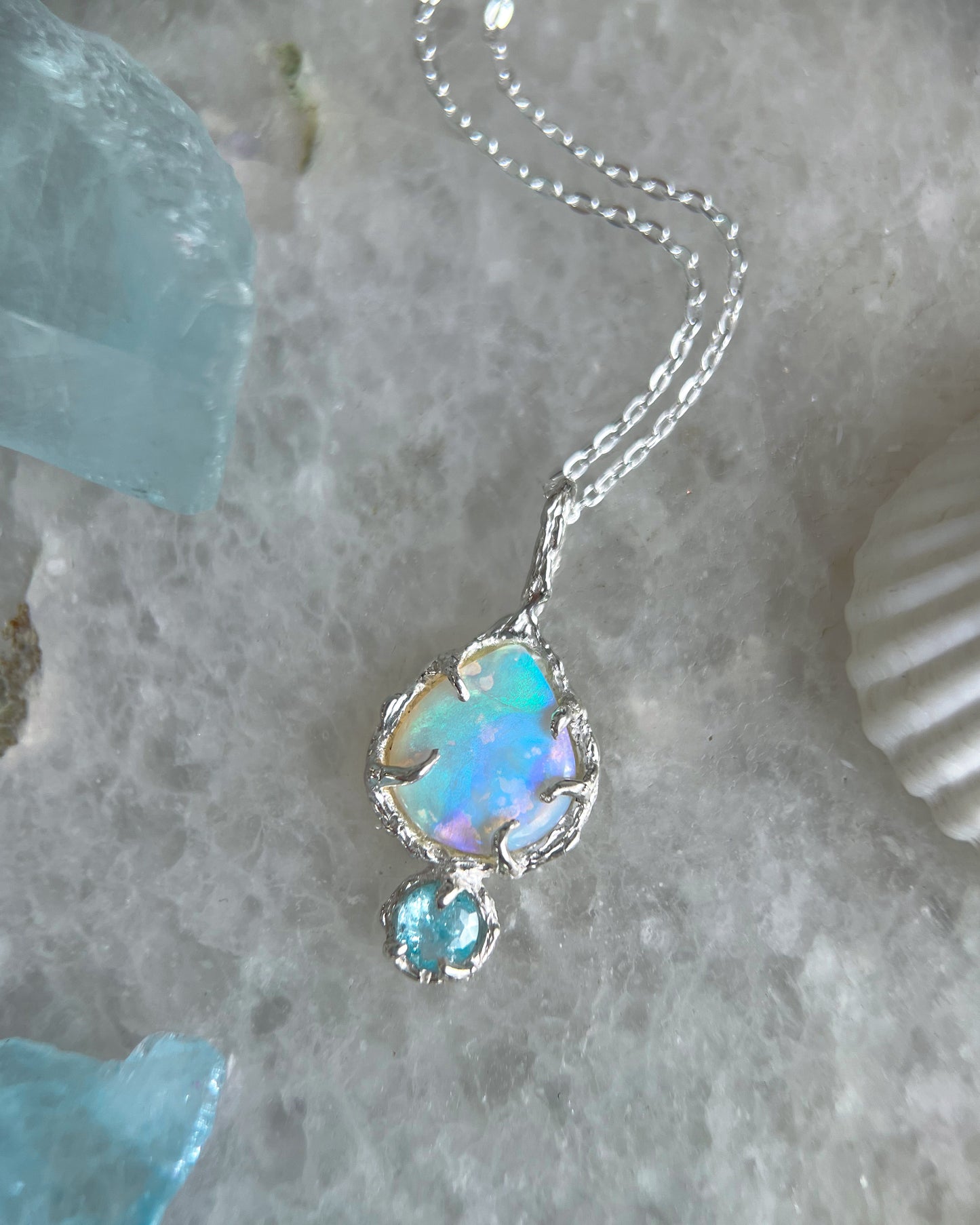 Unicorn Tear Necklace ⋄ Australian Opal & Paraíba Tourmaline