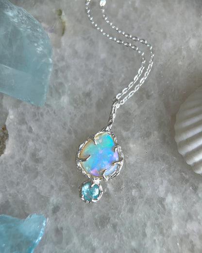 Unicorn Tear Necklace ⋄ Australian Opal & Paraíba Tourmaline