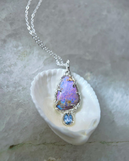Unicorn Tear Necklace ⋄ Australian Opal & Blue Sapphire