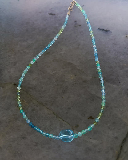 Ocean Spray Necklace ⋄ Aquamarine, Peridot, Topaz, Chrysoprase