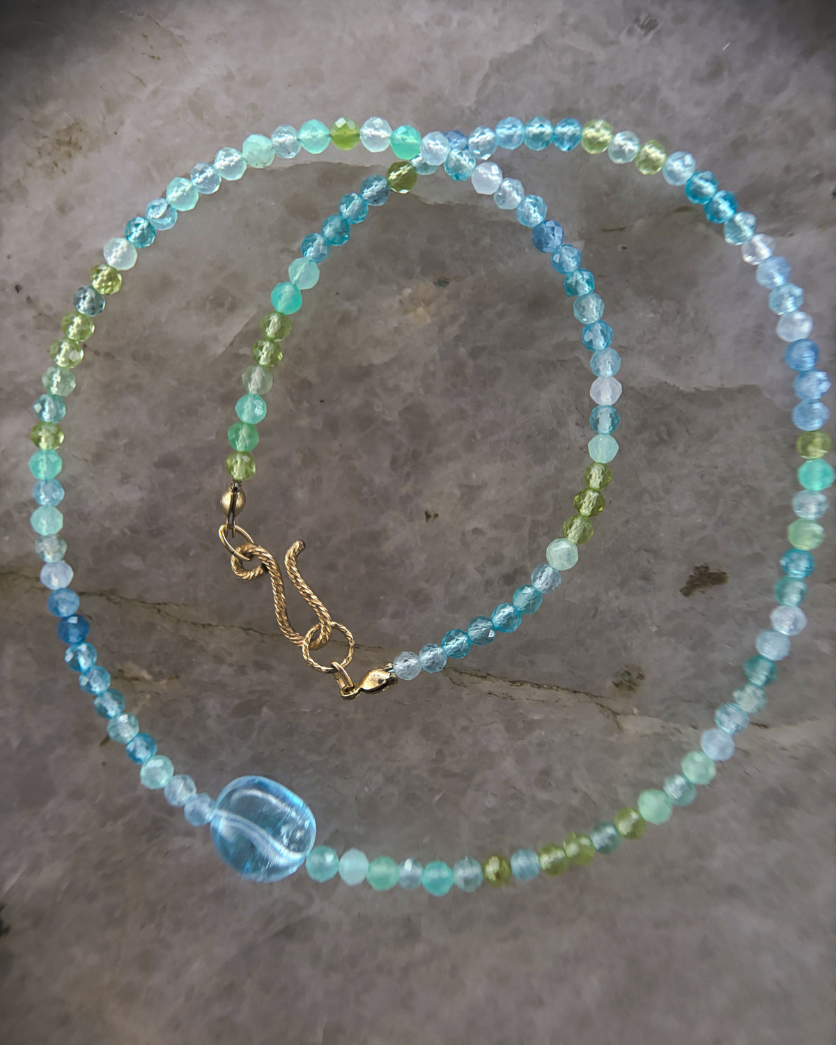 Ocean Spray Necklace ⋄ Aquamarine, Peridot, Topaz, Chrysoprase